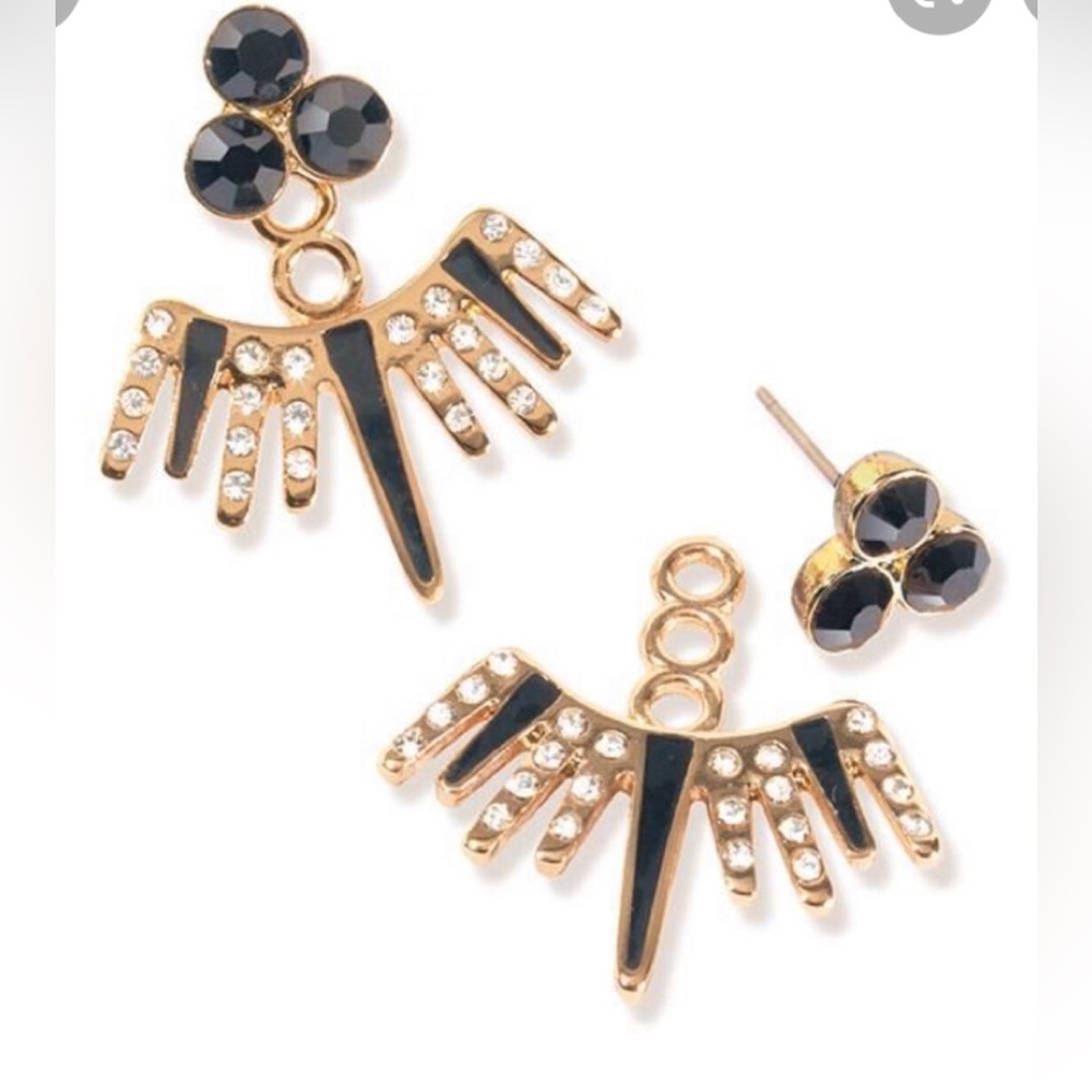 Mark black and gold tone stud earrings